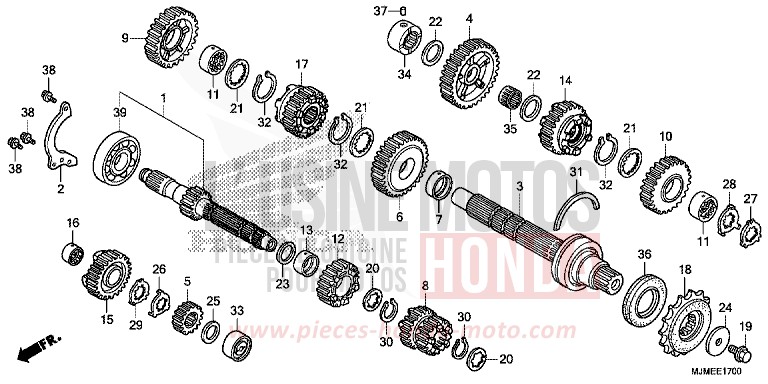 GETRIEBE von VFR800X "Crossrunner" CANDY PROMINENCE RED (R342) von 2017